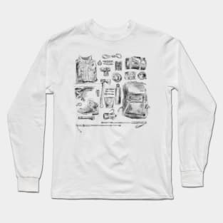 Outdoor Camping Gear Illustration Long Sleeve T-Shirt